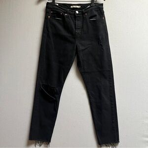 Levi’s wedgie Black Distressed High-Rise button fly Jeans Sz 28